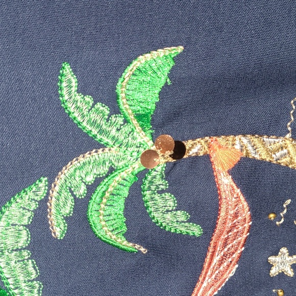 Alfred Dunner Woman Island Hopping Embroidered Design Pullover, Top Size 2X Navy - Picture 7 of 11